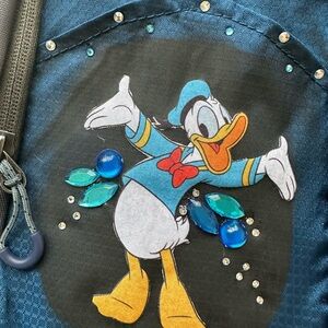 Donald Duck Embellished Navy Crossbody Bag - One of a Kind